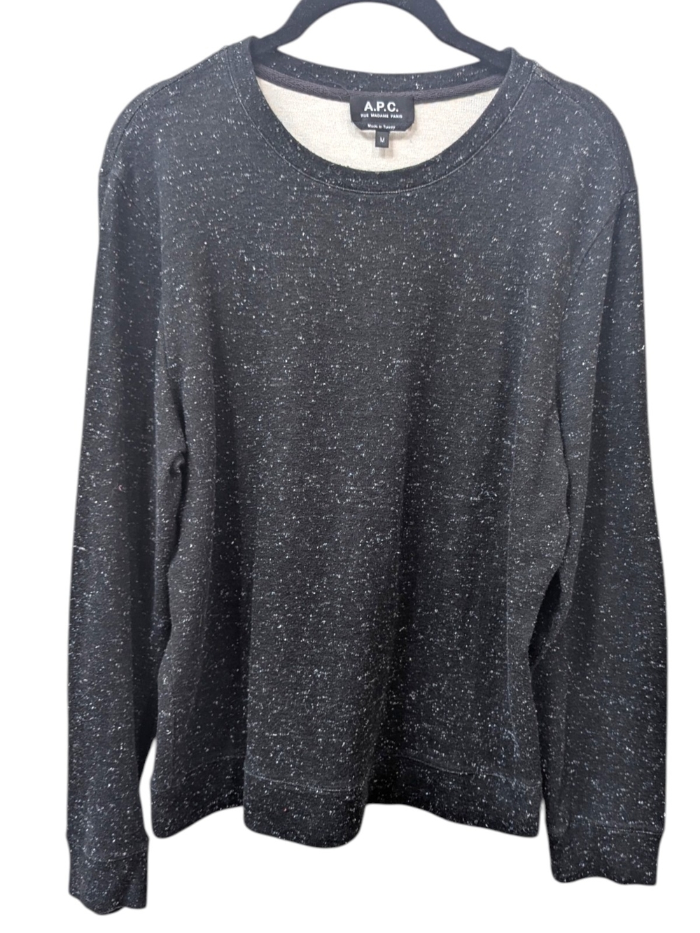 A.P.C. Women's Black Speckled Heathered Crewneck Sweatshirt (M)